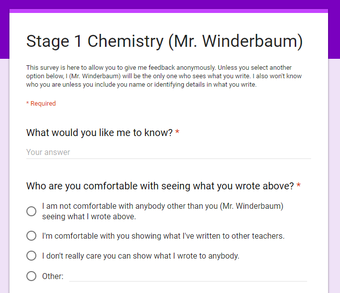 Feedback form