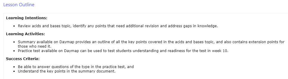 Lesson outline