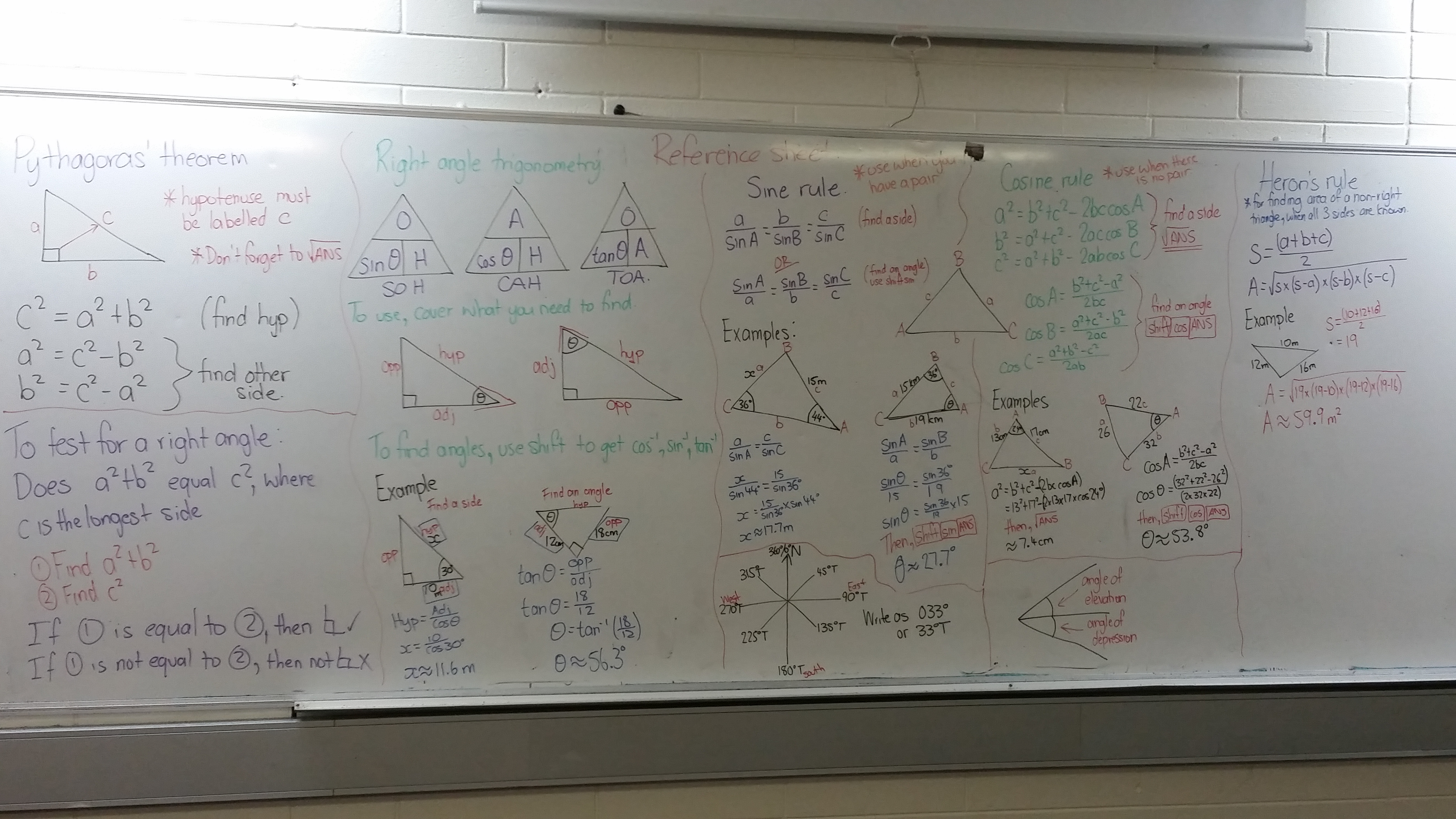 Whiteboard Revision for Trigonometry.