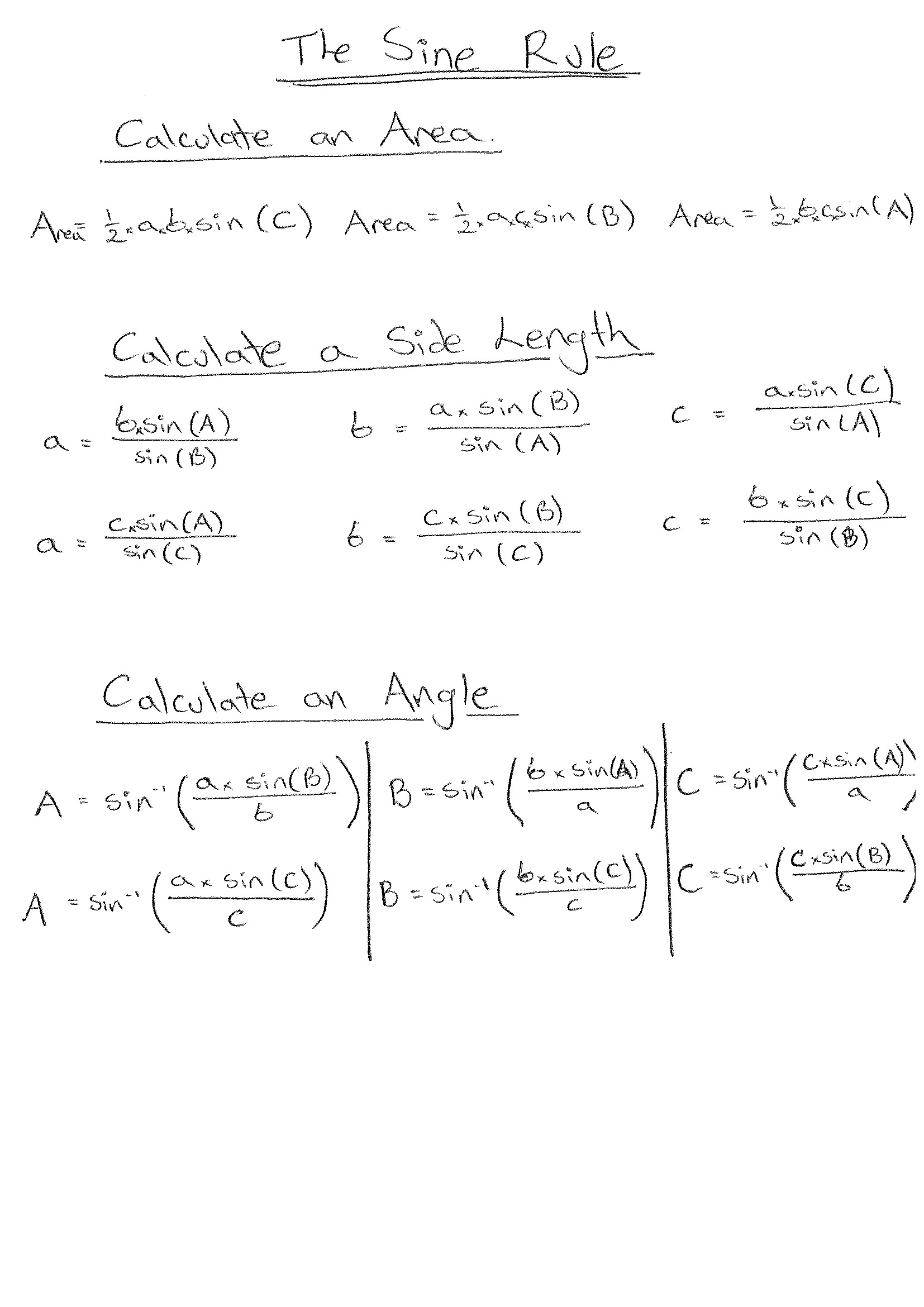Trigonometry Summary 3/4: Sine Rule